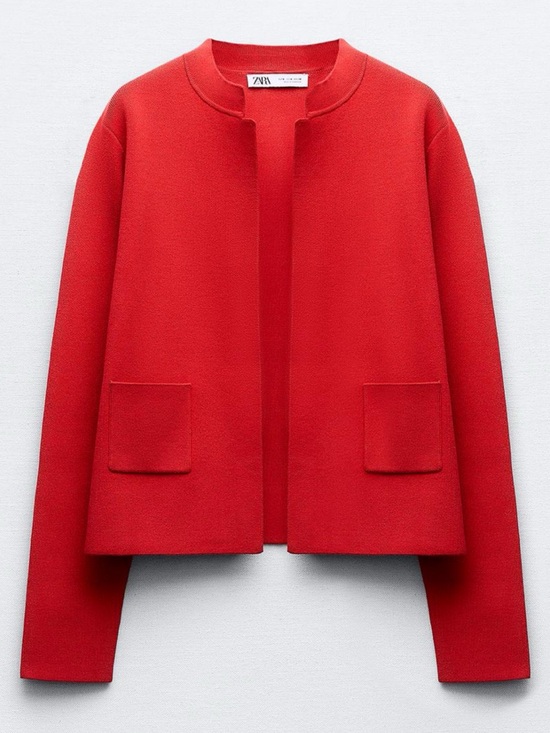 Zara Sweaters - ZARA Red Open-Front Women's Cardigan